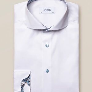 Eton Contemporary Fit White Signature Twill Dress Shirt Size 17/43